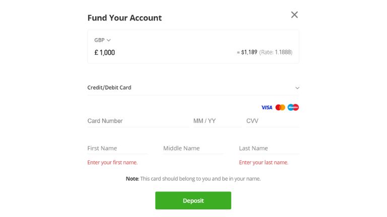 Add funds to your eToro account