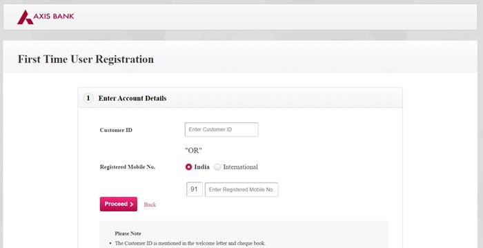 axis bank internet banking registration