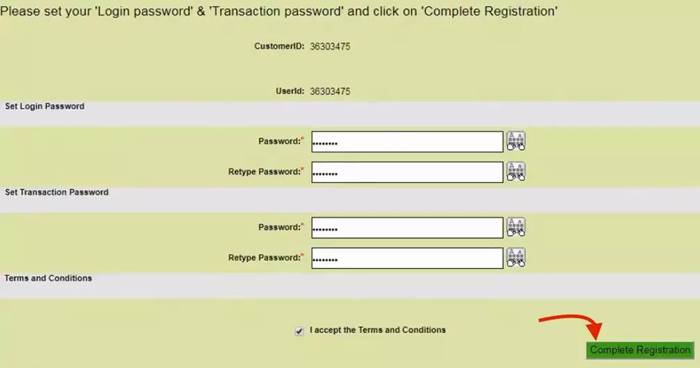 set login password in obc netbanking
